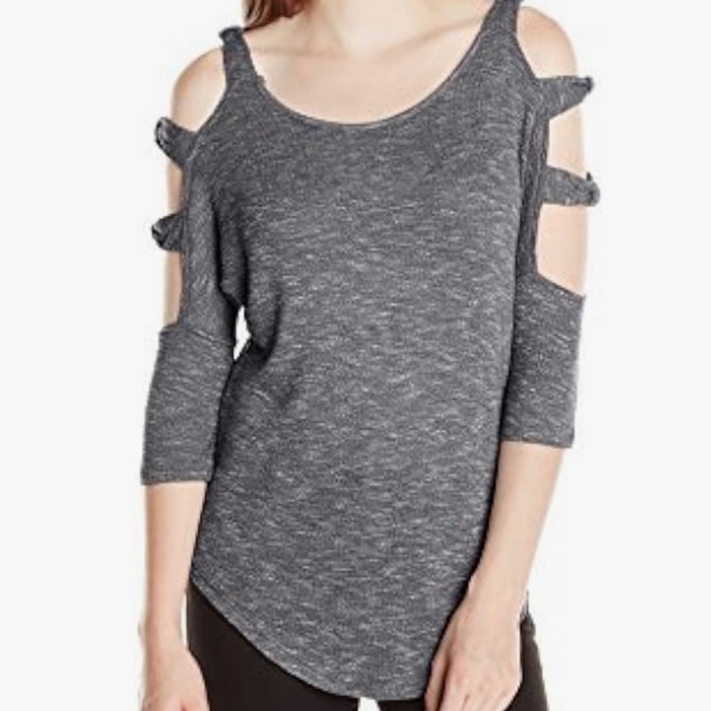 Jessica Simpson size small triple knot cold shoulder gray sweater.